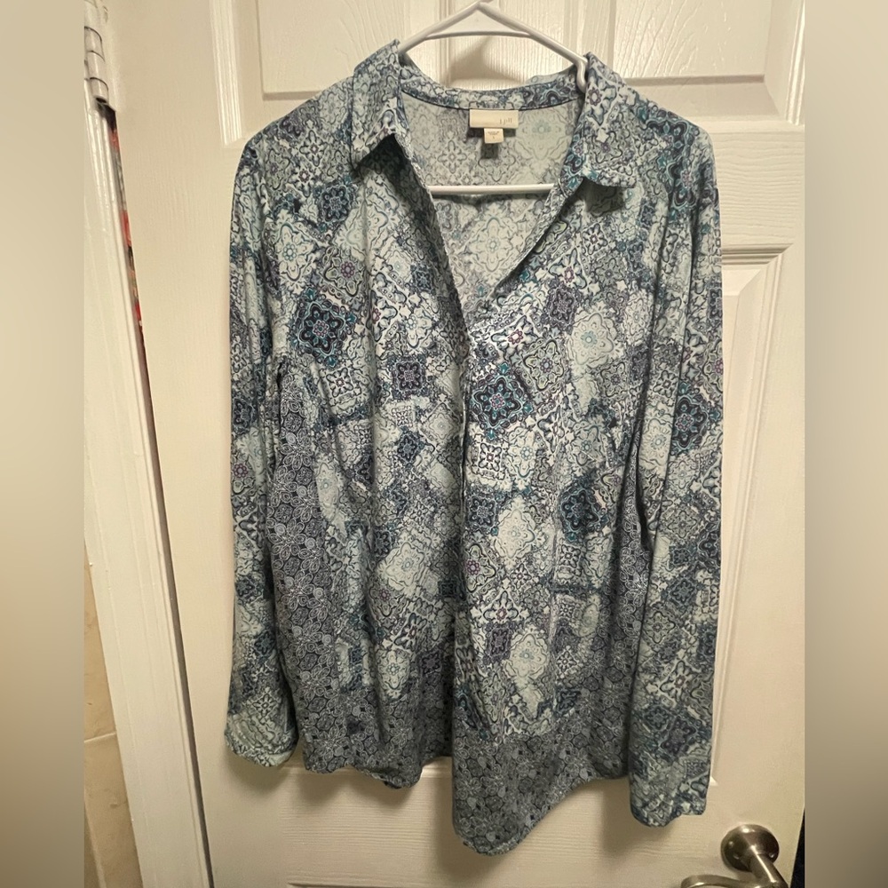 Turquoise Intricate Print Blouse